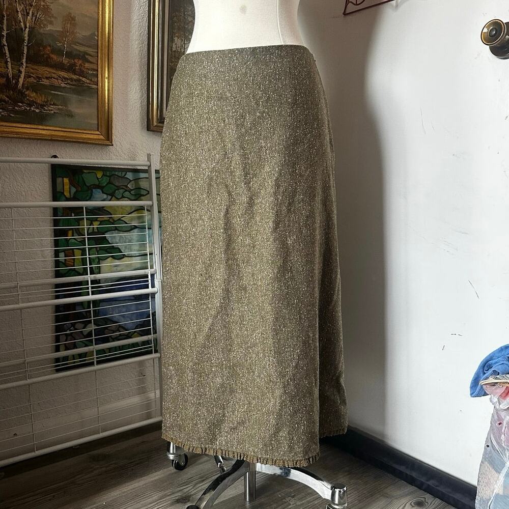 banana republic green wool maxi pencil skirt